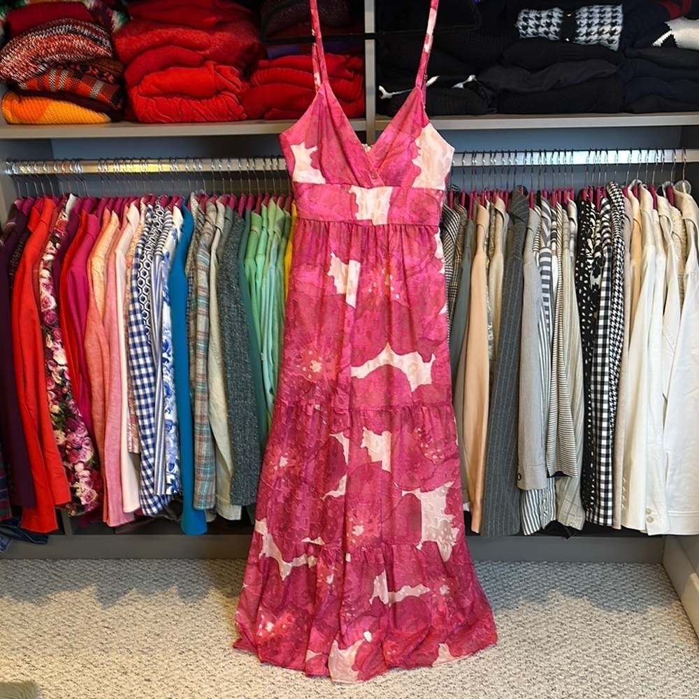 Slate & Willow pink/white floral adjustable spaghetti strap jumpsuit size 0